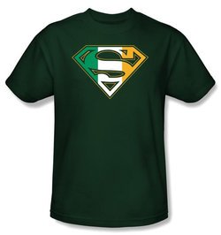 Superman Logo Kids T-Shirt Irish Shield Ireland Hunter Green Tee Youth