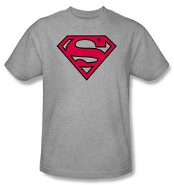 Superman Logo Kids T-Shirt Red And Black Shield Grey Tee Shirt Youth