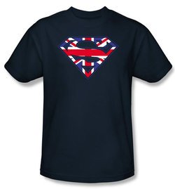 Superman Logo Kids T-Shirt UK British Shield Navy Blue Tee Youth