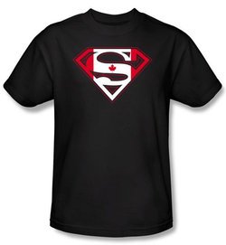 Superman Logo Shirt Canadian Shield Canada Maple Leaf Black T-Shirt