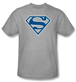 Superman Logo T-shirt Blue And White College Heather Gray Tee Shirt