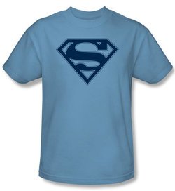 Superman Logo T-shirt Carolina Blue and Navy Adult Tee T-shirt