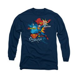 Superman Shirt Abilities Long Sleeve Navy Tee T-Shirt