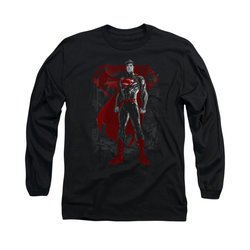 Superman Shirt Aftermath Long Sleeve Black Tee T-Shirt