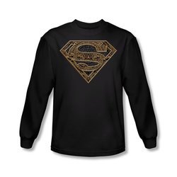 Superman Shirt Aztec Shield Long Sleeve Black Tee T-Shirt