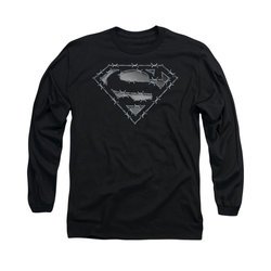 Superman Shirt Barbed Wire Long Sleeve Black Tee T-Shirt