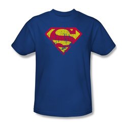 Superman Shirt Classic Logo Distressed Royal Blue T-Shirt