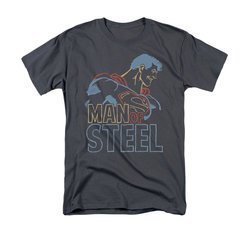 Superman Shirt Colored Lines Charcoal T-Shirt