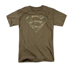 Superman Shirt Digi Camo Shield Safari Green T-Shirt