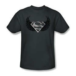 Superman Shirt Dirty Wings Charcoal T-Shirt