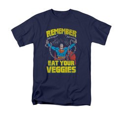 Superman Shirt Eat Veggies Navy T-Shirt