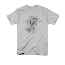 Superman Shirt Flex Flying Silver T-Shirt