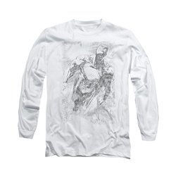 Superman Shirt Flying Sketch Long Sleeve White Tee T-Shirt