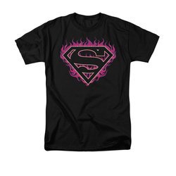 Superman Shirt Fuchia Flames Black T-Shirt