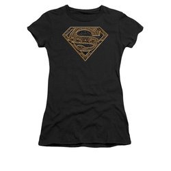 Superman Shirt Juniors Aztec Shield Black T-Shirt