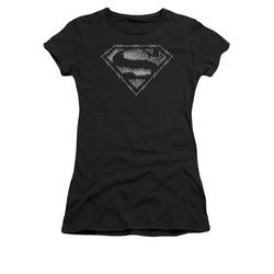 Superman Shirt Juniors Barbed Wire Black T-Shirt