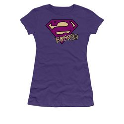 Superman Shirt Juniors Bizarro Shield Purple T-Shirt