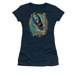 Superman Shirt Juniors Break Through Navy T-Shirt