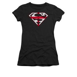 Superman Shirt Juniors English Shield Black T-Shirt