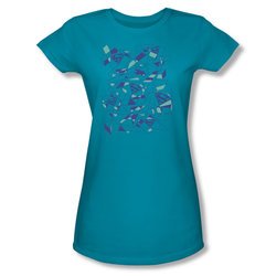 Superman Shirt Juniors Geo Scribbles Turquoise T-Shirt