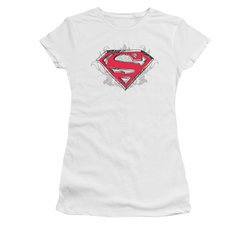 Superman Shirt Juniors Hastily Drawn White T-Shirt