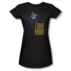 Superman Shirt Juniors Love Nerds Black T-Shirt