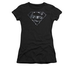 Superman Shirt Juniors Mech Shield Black T-Shirt