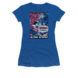 Superman Shirt Juniors Meltdown Royal Blue T-Shirt