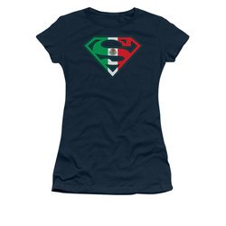 Superman Shirt Juniors Mexican Shield Navy T-Shirt