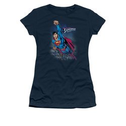 Superman Shirt Juniors Over The City Navy T-Shirt