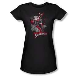 Superman Shirt Juniors Red & Gray Black T-Shirt