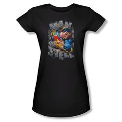 Superman Shirt Juniors Ripping Steel Black T-Shirt