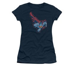 Superman Shirt Juniors Scribble And Soar Navy T-Shirt