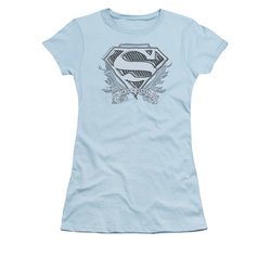 Superman Shirt Juniors Sketchy Crest Light Blue T-Shirt