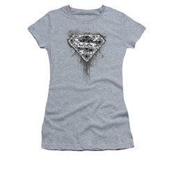 Superman Shirt Juniors Skull Shield Athletic Heather T-Shirt