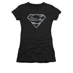 Superman Shirt Juniors Smoke Shield Black T-Shirt