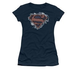 Superman Shirt Juniors Storm Clouds Navy T-Shirt