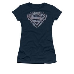 Superman Shirt Juniors Tribal Steel Navy T-Shirt