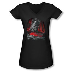 Superman Shirt Juniors V Neck Bust Black T-Shirt