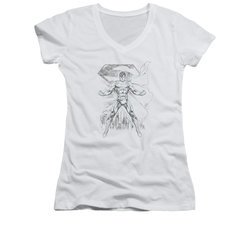 Superman Shirt Juniors V Neck Sketch White T-Shirt