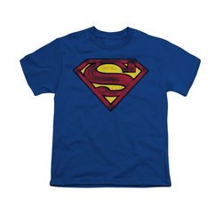 Superman Shirt Kids Charcoal Shield Royal Blue T-Shirt