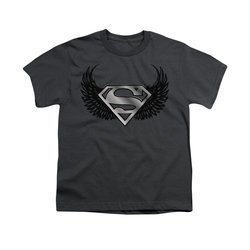 Superman Shirt Kids Dirty Wings Charcoal T-Shirt