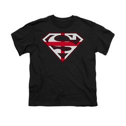 Superman Shirt Kids English Shield Black T-Shirt