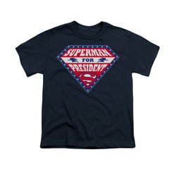 Superman Shirt Kids For President Navy T-Shirt