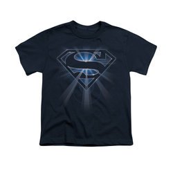 Superman Shirt Kids Glowing Shield Navy T-Shirt