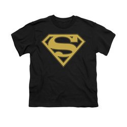 Superman Shirt Kids Gold Shield Black T-Shirt