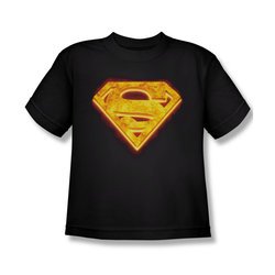 Superman Shirt Kids Hot Steel Shield Black T-Shirt