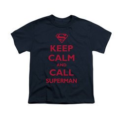 Superman Shirt Kids Keep Calm Navy T-Shirt