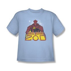 Superman Shirt Kids Kneel Before Light Blue T-Shirt