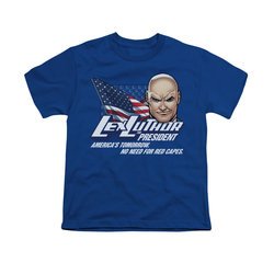 Superman Shirt Kids Lex Luthor For President Royal Blue T-Shirt